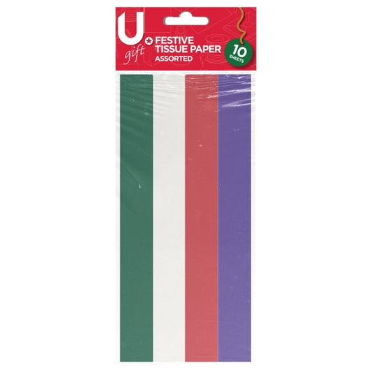Festive Tissue Paper 10 Sheets Assorted Colours P1449