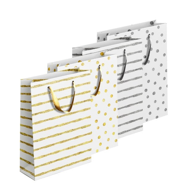 Gold / Silver Patterned Paper Gift Bag Extra Large Assorted Designs P1912