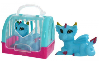 Children's Toy Plastic Blue Dragon Pet in Cage 1375394
