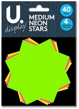 Medium Neon Stars 17.6 x 13.1 x 1.5 cm Pack of 40 P2045