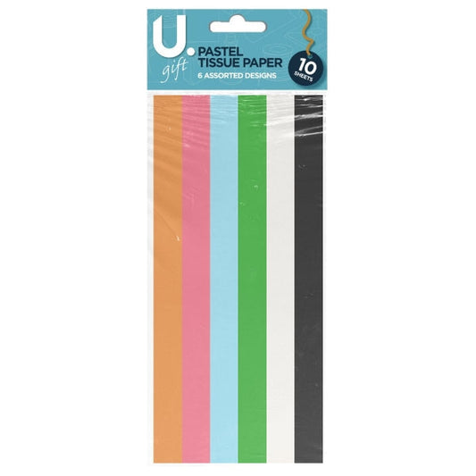 Pastel Tissue Paper 10 Sheets Assorted Colours P2065