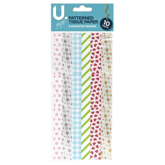 Patterned Tissue Paper 10 Sheets Assorted Designs P2067