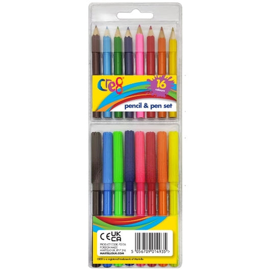 Cre8 Pen and Pencil Set of 16 Assorted Colours P2136