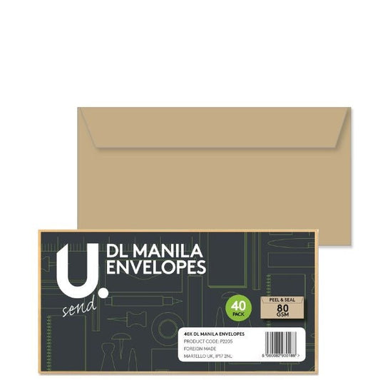 DL Manila Envelopes 16 x 12 cm Pack of 40 P2205