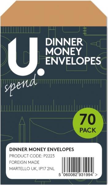 Dinner Money Envelopes 70pk 13.5 x 10.1 x 2.6cm P2223 A