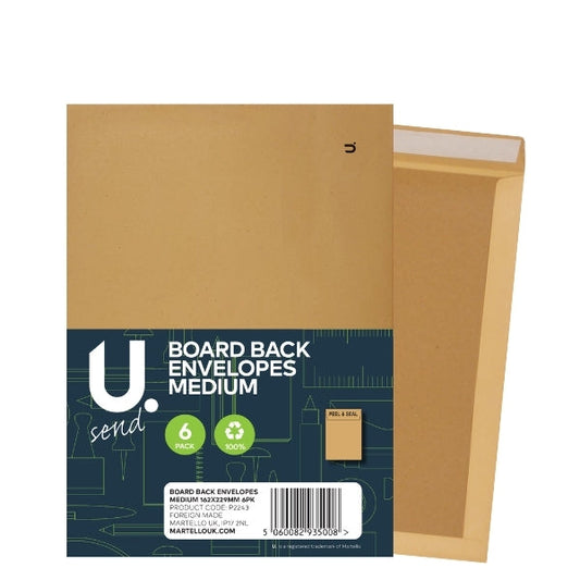Board Back Envelopes Medium Pack Of 6