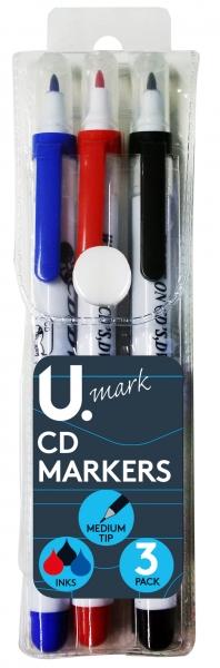 CD Markers Medium Tip Writing Blue Red Black CD Markers 3 Pack P2319