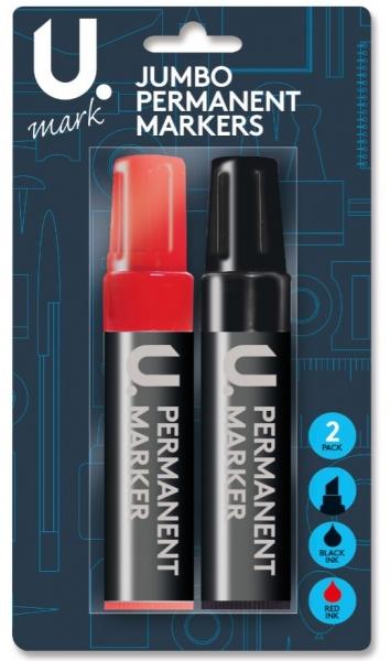 Jumbo Permanent Markers Black and Red Ink Ideal For Permanent Writing P2324
