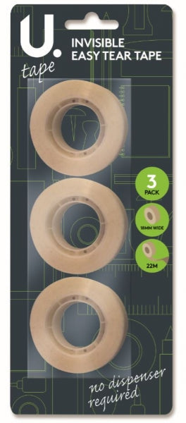 Invisible Easy-Tear Tape 18mm x 20m 3pk P2354