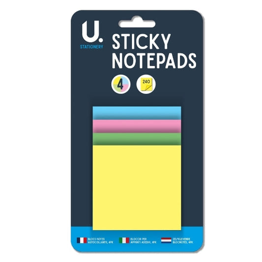 140 Page Sticky Note Pad 4 Block Colours 19 x 12 x 2.5 cm P2370