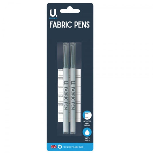 Fabric Writing Pens With Name Labels Pack Of 2