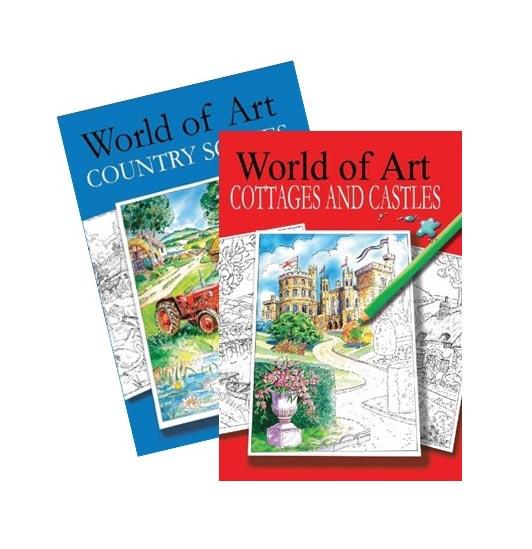 World of Art Adult Colouring Book Country Scenes, Castles & Cottages Assorted Designs  P2581