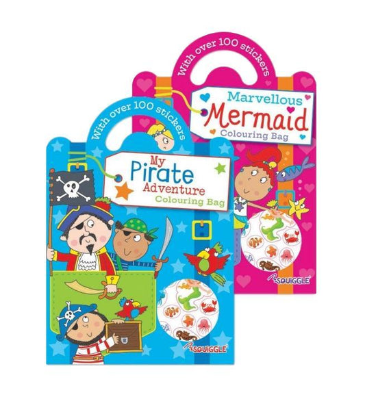 Colouring Sticker Bag Book Mermaid Pirate Assorted Designs