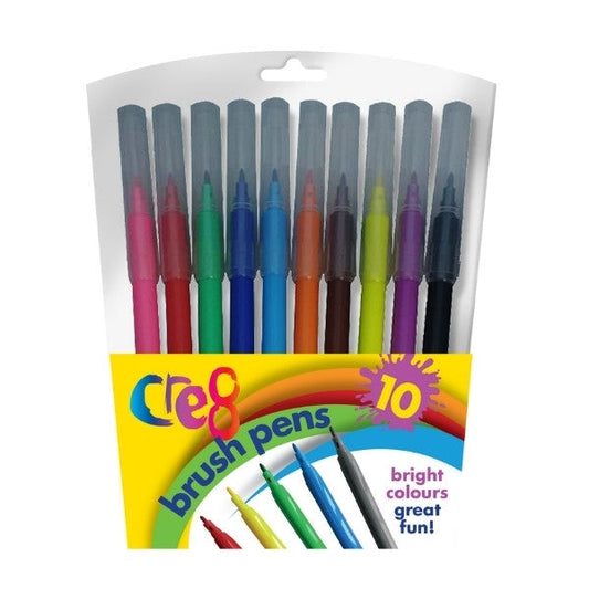Cre8 Brush Pens Pack of 10 Assorted Colours P2597
