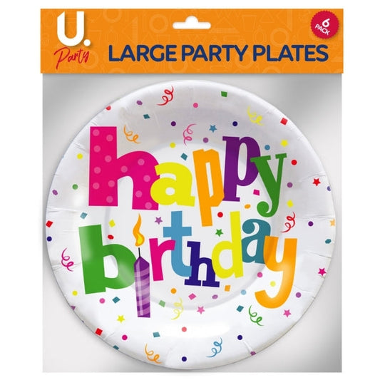 Disposable Paper Happy Birthday Party Plates Pack of 6 P2706