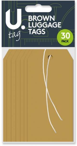 Luggage Tags 30pk Brown P2759