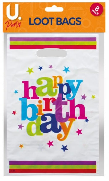 Plastic Happy Birthday Party Gift Loot Bags Pack of 6 P2763