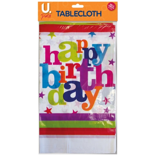 Plastic Happy Birthday Tablecloth 180 x 108 cm P2764
