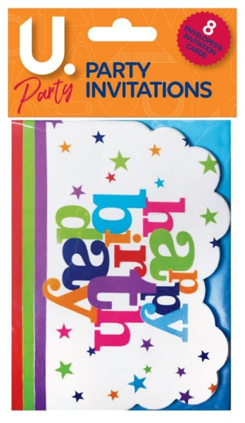 Paper Happy Birthday Party Invitations Pack of 6 P2765