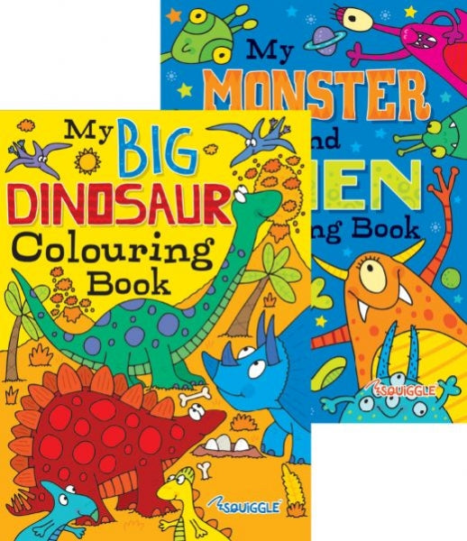 Children'S Fun Colouring Book Monsters Dinosaur Assorted Designs