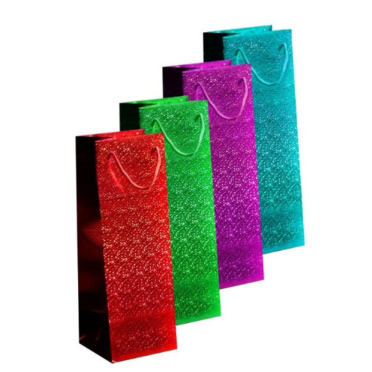 Holographic Paper Wine Bottle Gift Bag 12 x 36 x 10 cm Assorted Colours P2888