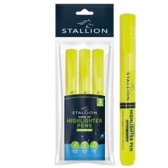 Highlighters, 3pk Yellow Assorted Designs P3062