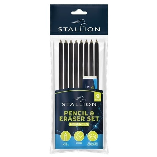 HB Pencil & Eraser 9 Pc Set 8 Pencils & Eraser P3082