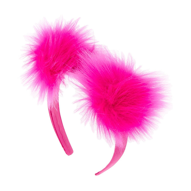 Hot Pink Furry Fashion Headbands x 12 ( BULK BUY )