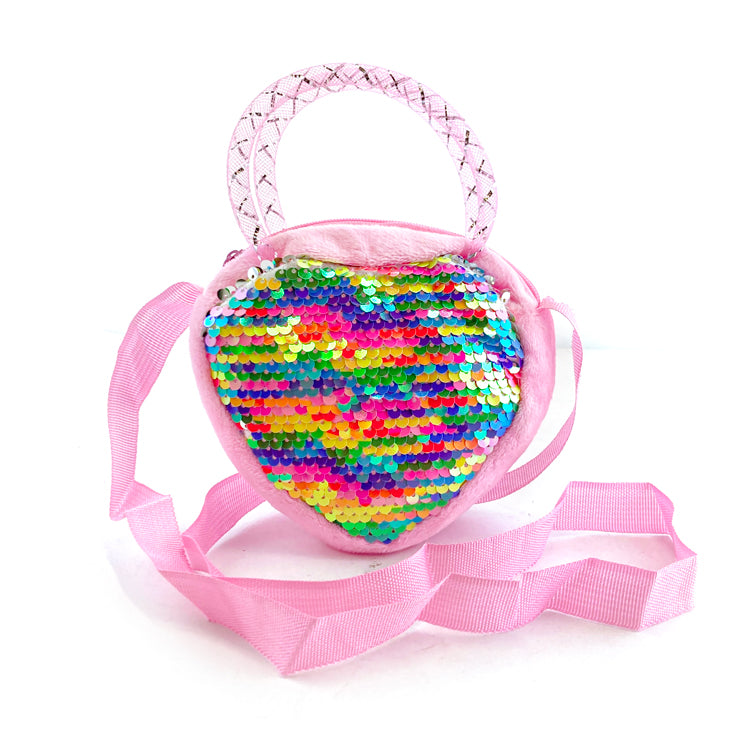 Cute Furry Sequin Heart Bag