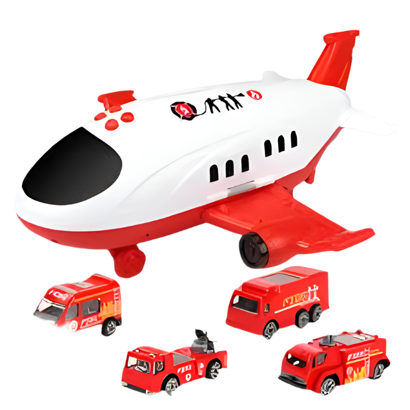 Fire Rescue Transporter Plane with Vehicles Play Set