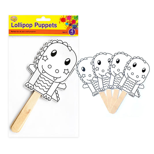 Dino Lollypop Puppets (pk 4)