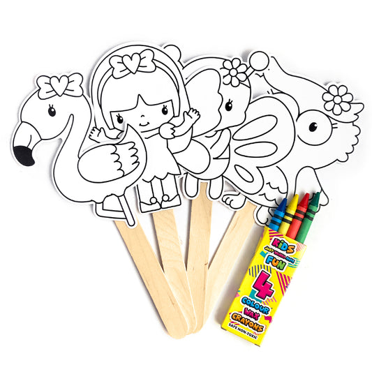 Colour In Lolly Puppets Girl Mix
