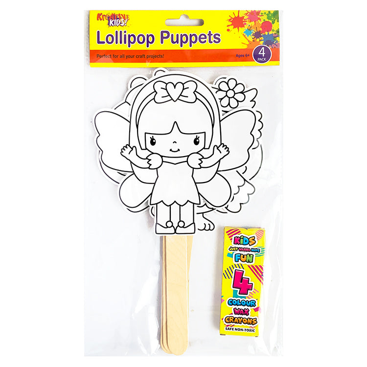 Colour In Lolly Puppets Girl Mix