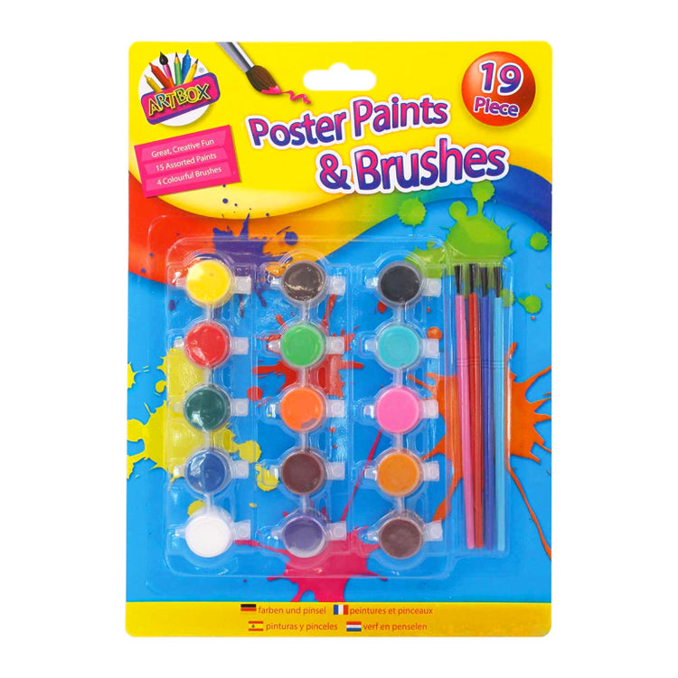 Poster Paints And Brushes 19pc Set