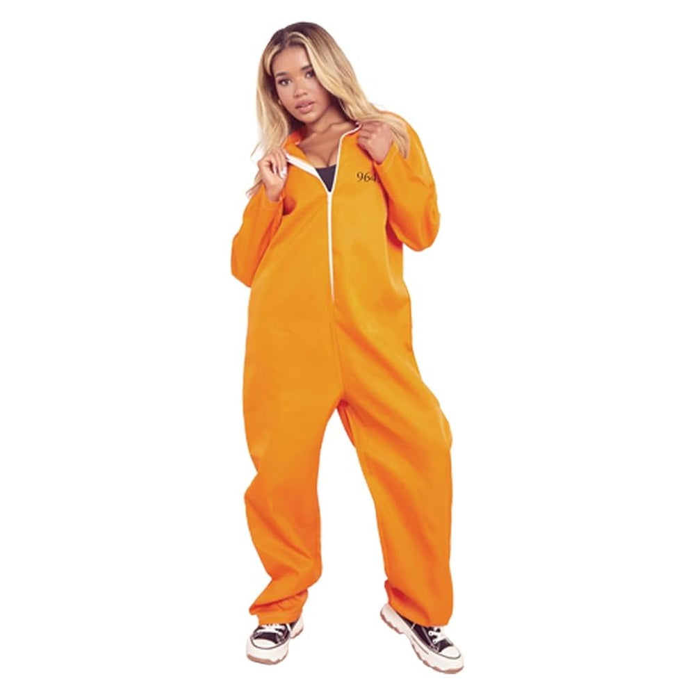 Adults Halloween Prisoner Convict BoilerSuit Overalls Fancy Dress Costume