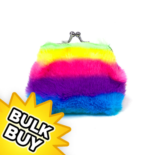 Rainbow Furry Purse x 12 ( BULK BUY )