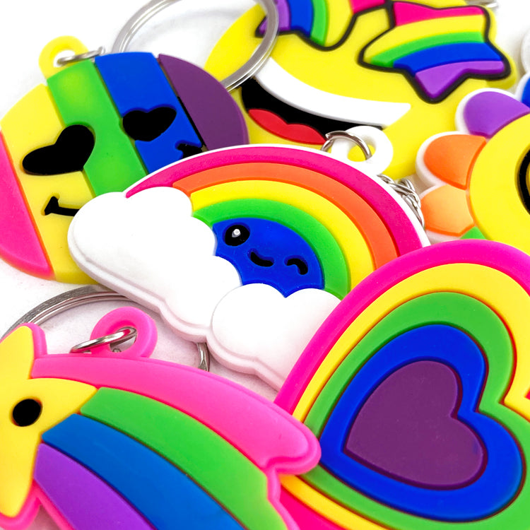 Rainbow 3D Chunky Keyrings x 48 ( BULK BUY )