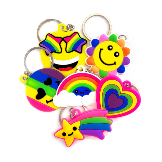 Rainbow 3D Chunky Keyrings x 48 ( BULK BUY )