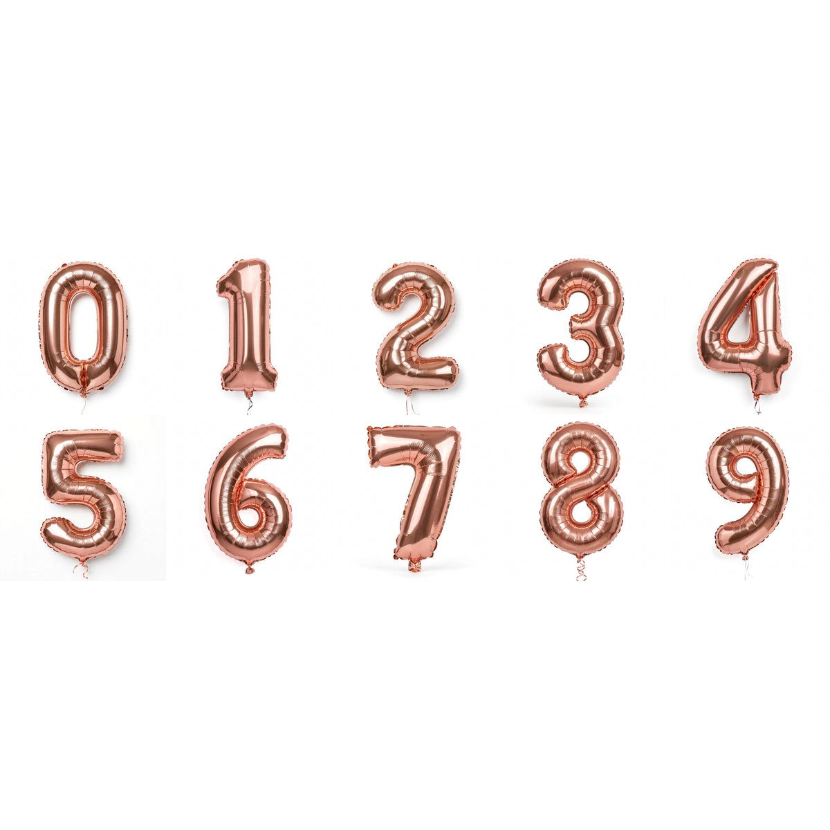 Foil Birthday Foil Balloons Numbers (0-9) 3 Colours - Gold, White, Rose Gold