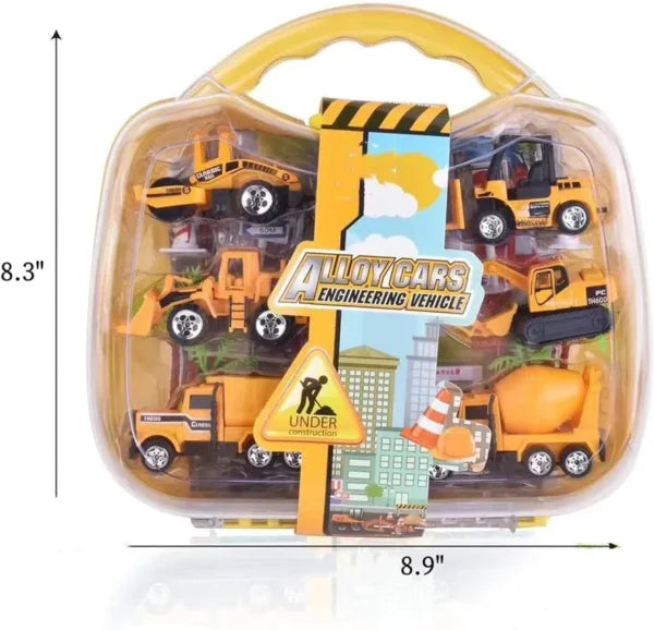 Toy Engineering Vehicles Construction Playset with Carry Case