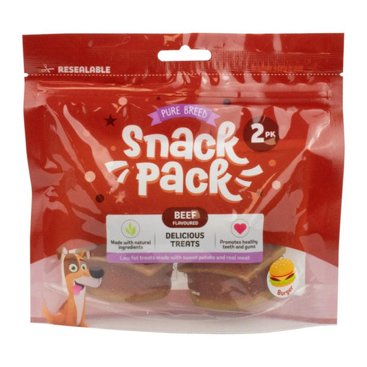 Pet Dog Treats Delicious Burger Chew Snack Pack Of 2 Beef Flavour