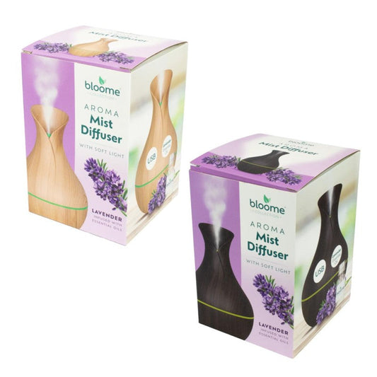 Bloome Aroma Vase Mist Diffuser With Soft Light 200Ml Lavender Assorted Colours