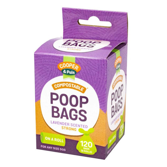 Pet Dog Compostable Poop Bag Rolls Pack of 120 (6 Rolls) Lavender Scented 323882