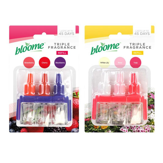 Bloome Air Freshener Triple Scented Oil Plug In Refill 3 x 7Ml Assorted Scents