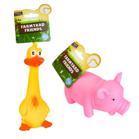 Pet Dog Toy Squeaky Farmyard Animal Duck Pig Assorted Designs
