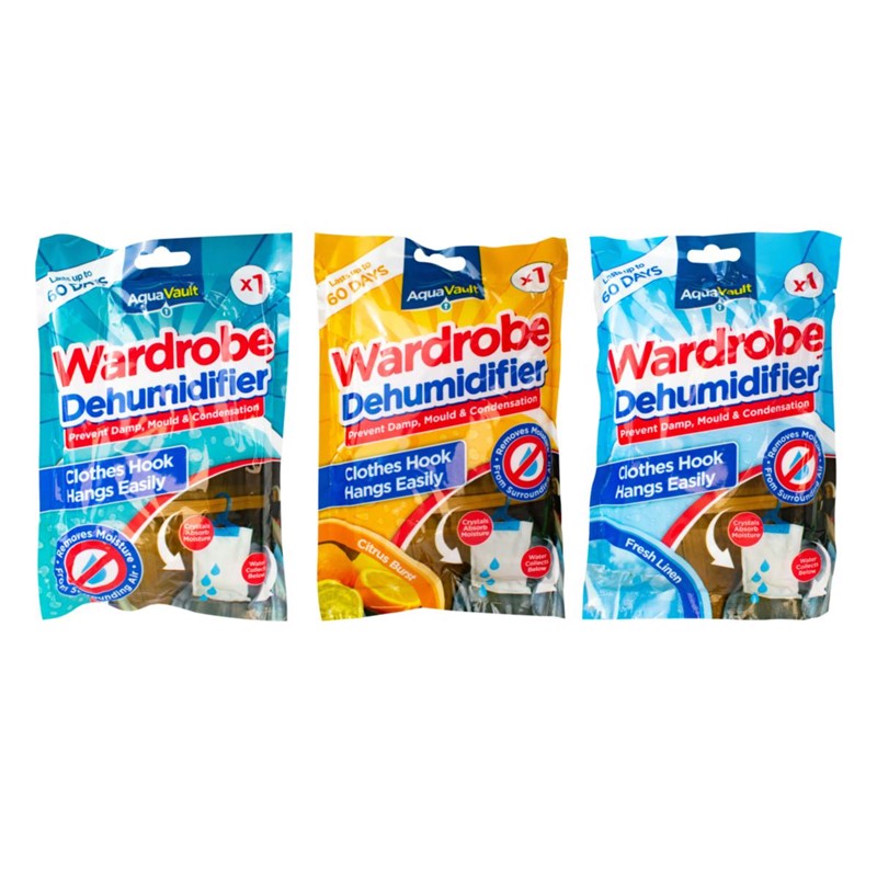 Wardrobe Interior Dehumidifier Hanging Bag Pack Assorted Scents