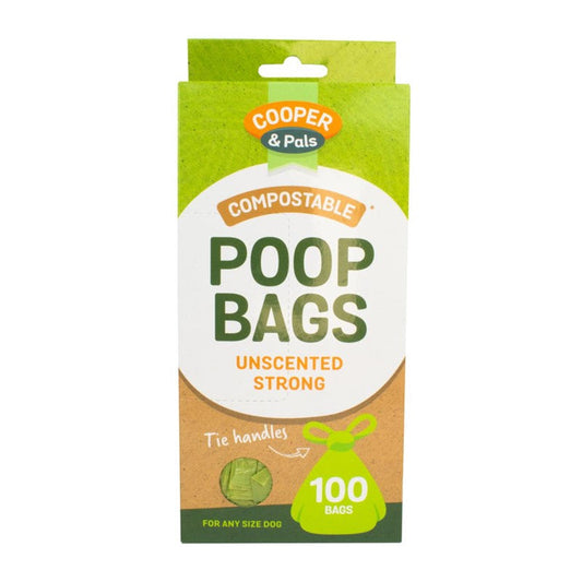 Pet Dog Compostable Poop Bags with Tie Handles Pack of 100 Green Unscented 323883