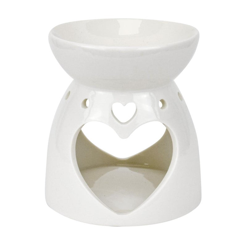 Large Ceramic Wax Melt And Oil Burner With Heart Shape 10.5 X 10 X 10Cm  (Parcel Plus Rate)