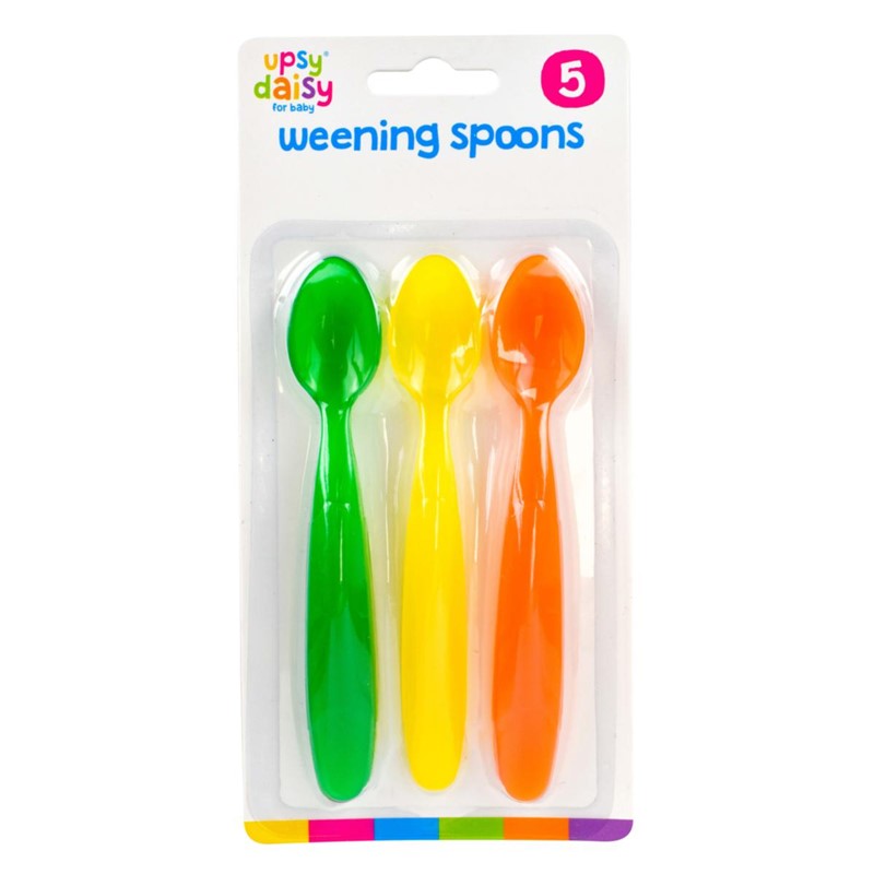 Plastic Baby Feeding Weaning Spoons Pack Of 5 Assorted Colours