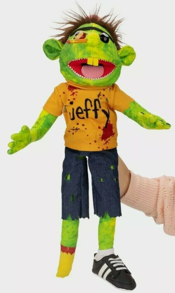 Jeffy Zombie Halloween Hand Puppet Soft Toy with Accessories and Storage Bag